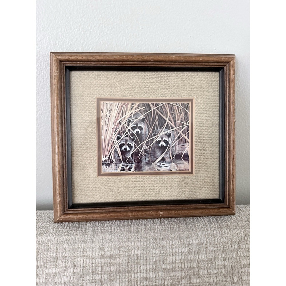 Charles Frace "Raccoons" Print - Limited Edition (Framed) Numbered 5x4 Small
